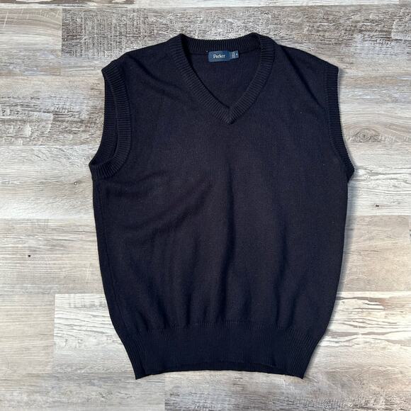 Parker Navy Sweater Vest Knit Pullover V-Neck Sleeveless Top M - Picture 1 of 5